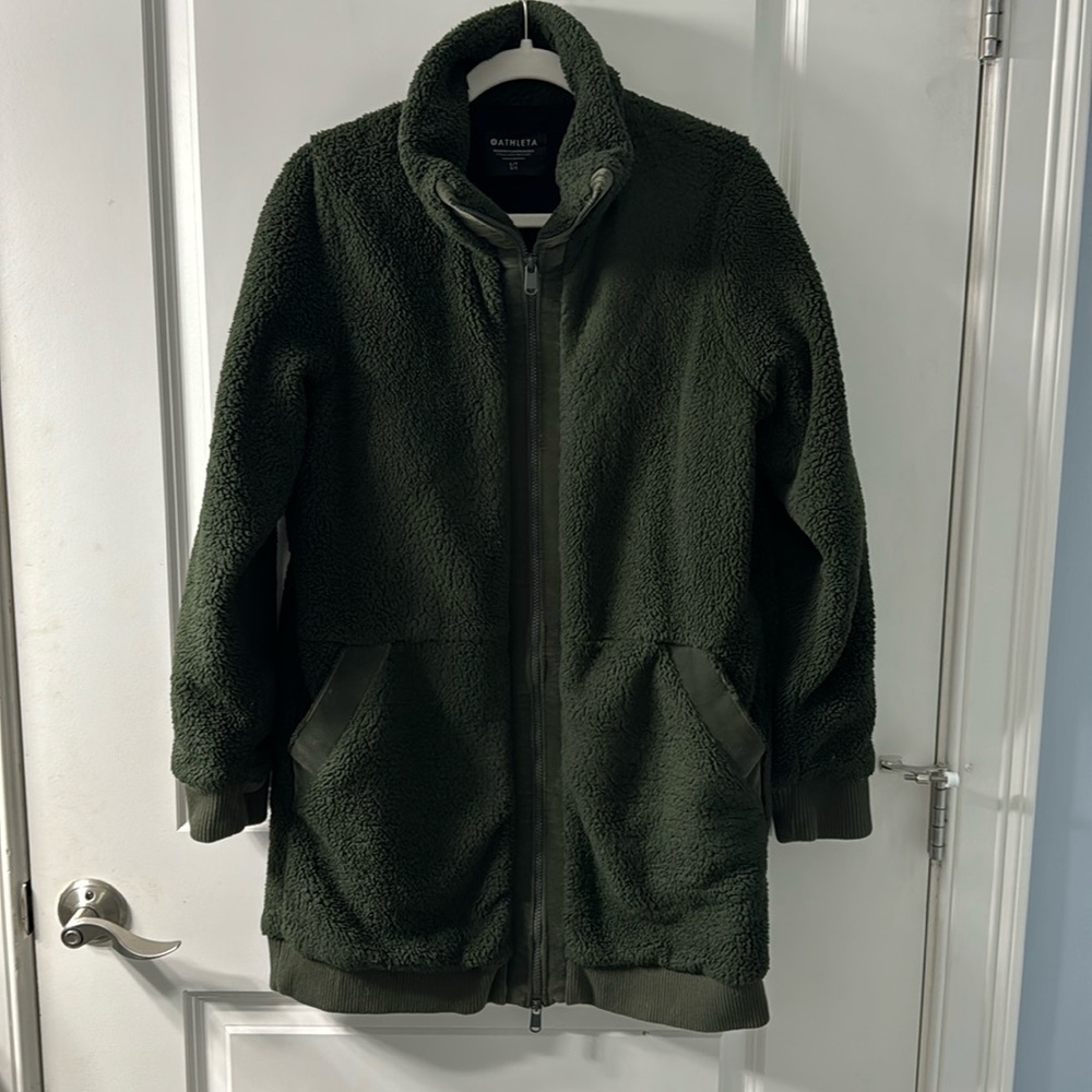 ATHLETA army green tugga fleece jacket